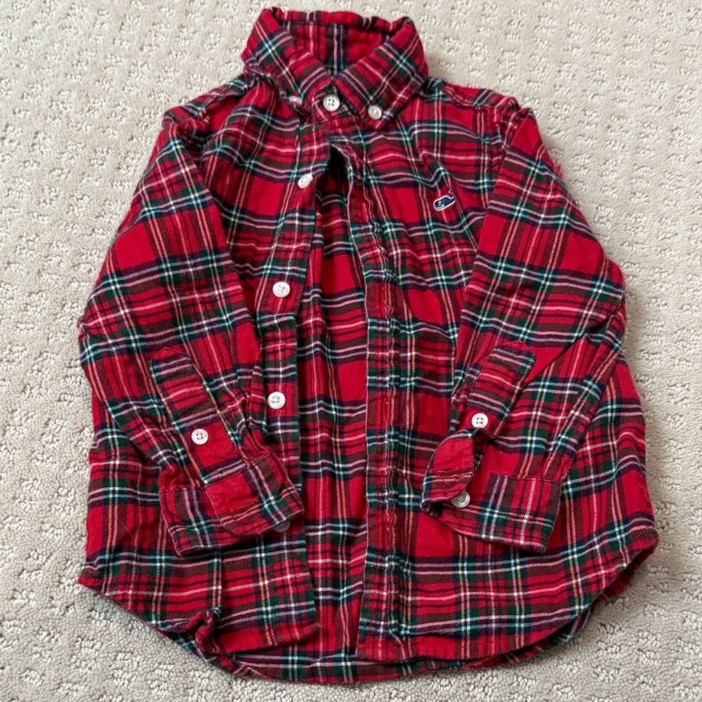 Vineyard Vines Red Plaid Flannel Button Down Shirt